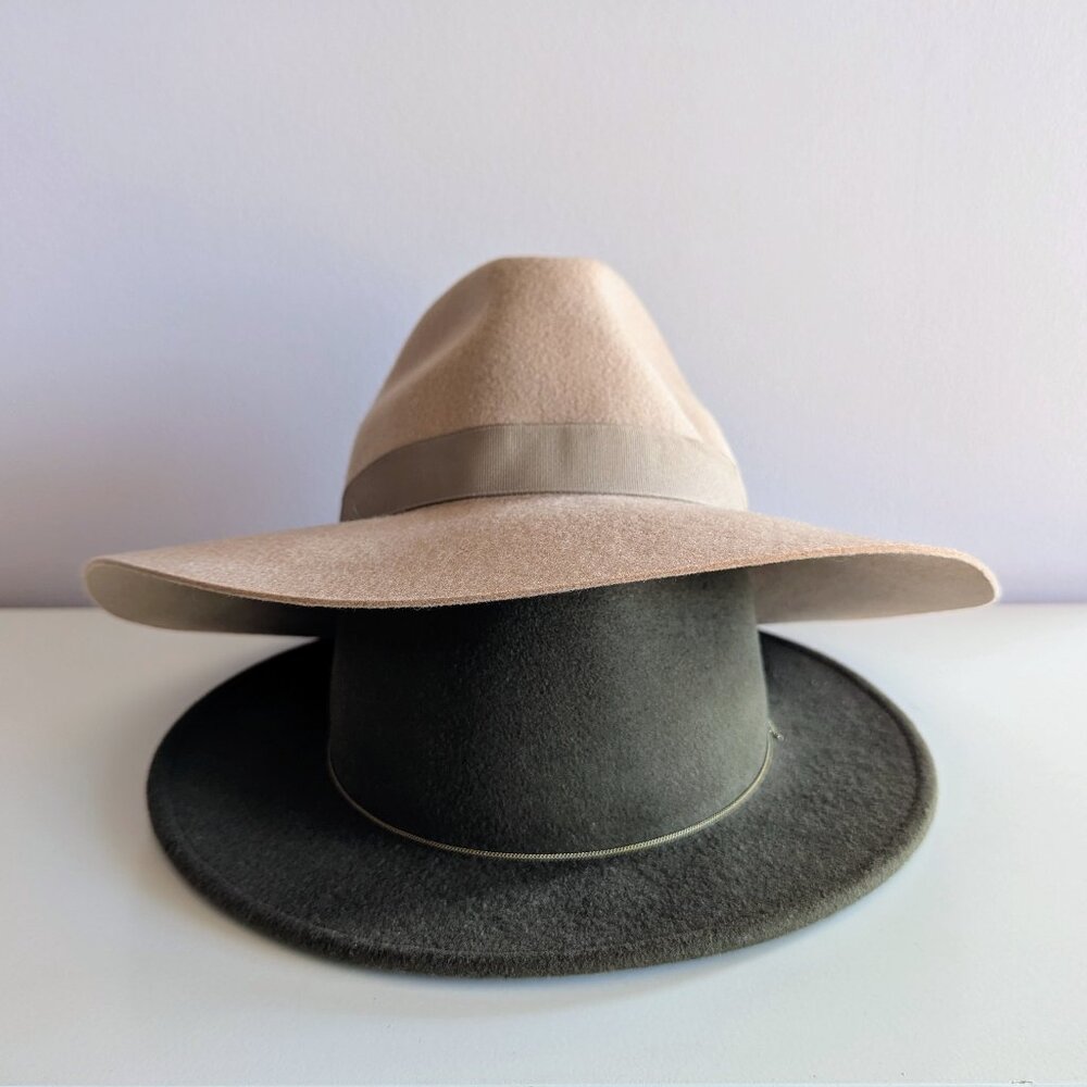 ✨ Van Palma + Topshop Fedora Duo S/M NWOT Olive & Beige Bundle